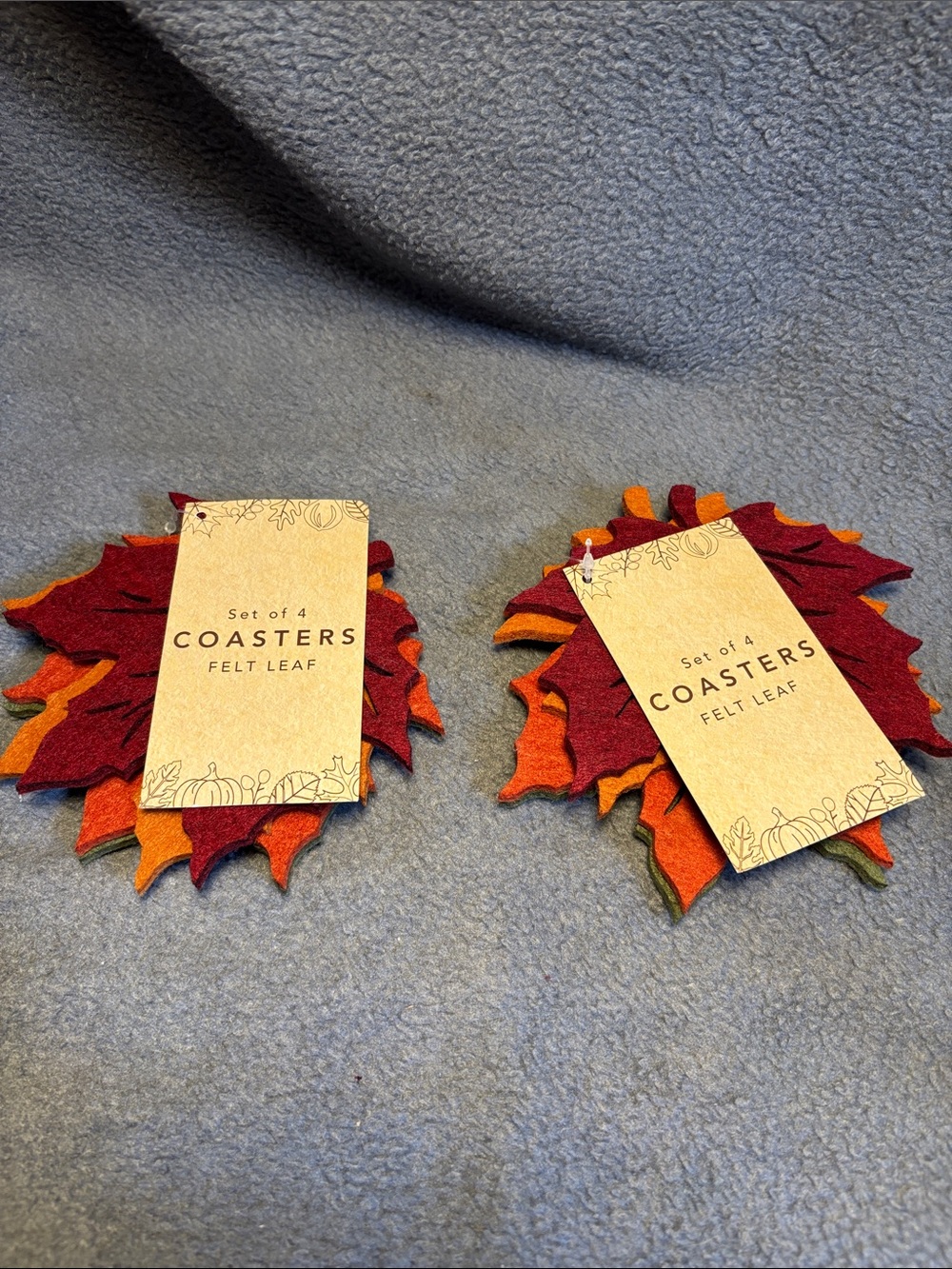 Liberty Felt Leaf Coasters in Red, Orange, Green